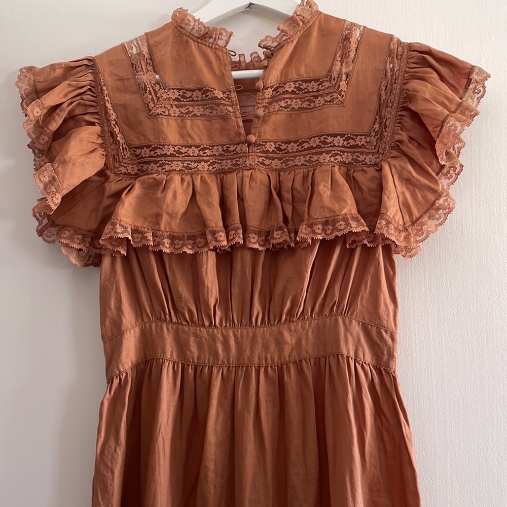 Doen Rust Brown Ruffled Midi Dress - Picture 6 of 12